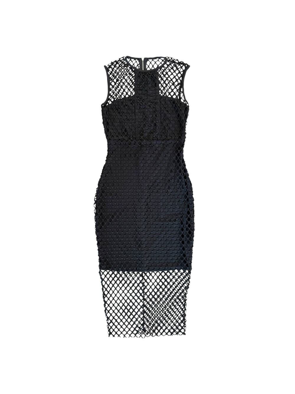 Call Me Eden Black Mesh Overlay Midi Dress Womens Size Small Office Siren